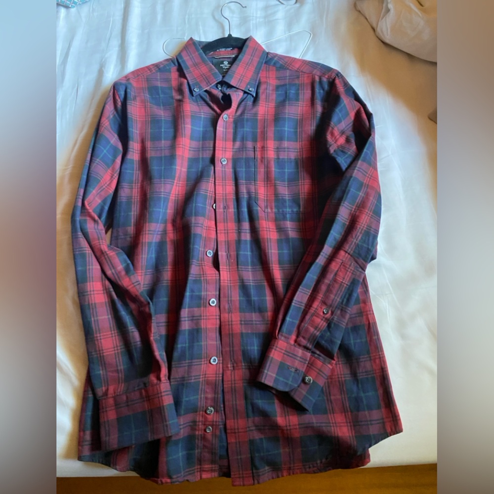 Heritage Red and Blue Casual Button Down Shirt